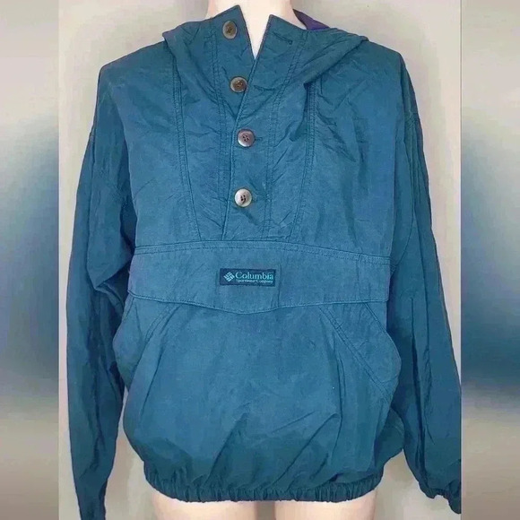 Columbia Vintage Teal Pullover Windbreaker No Size Small-Medium - Picture 1 of 11